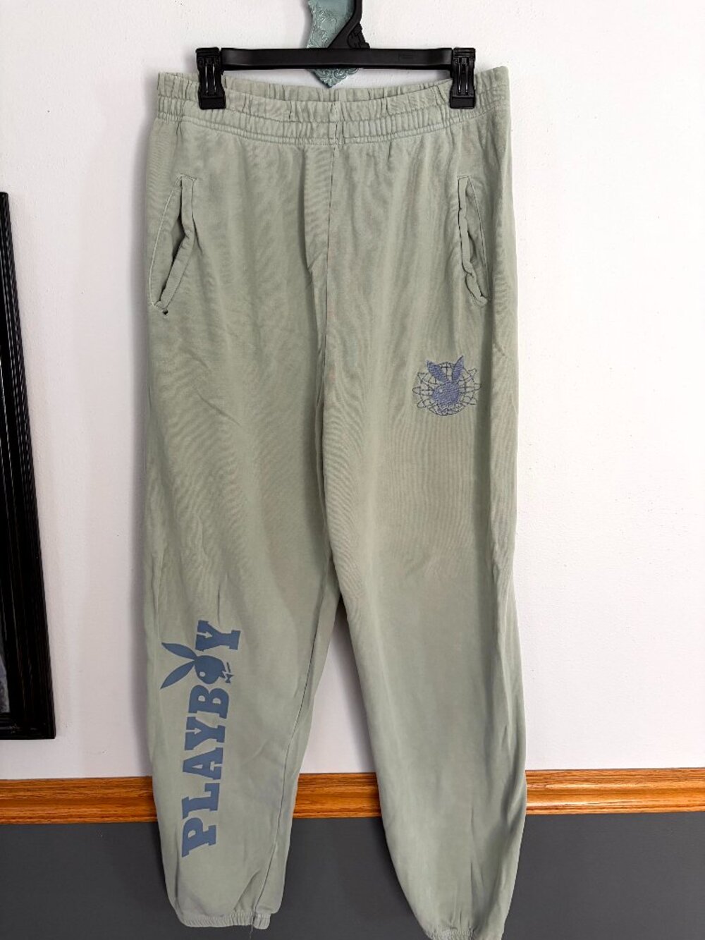 Playboy Womens' Sweatpants Joggers Pale Green Size Large